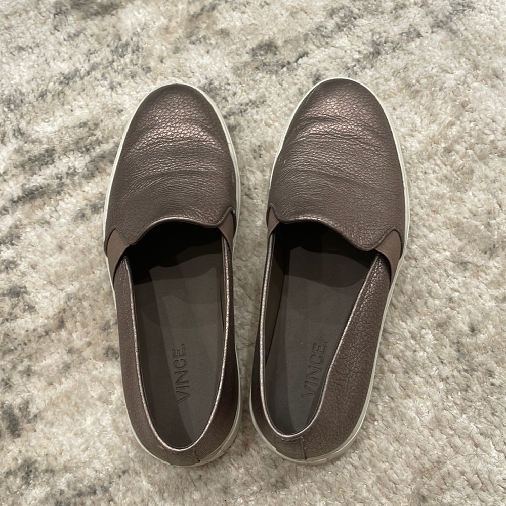 Vince size 7 bronze slip on sneakers